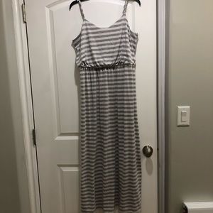 Grey & White Maxi Dress